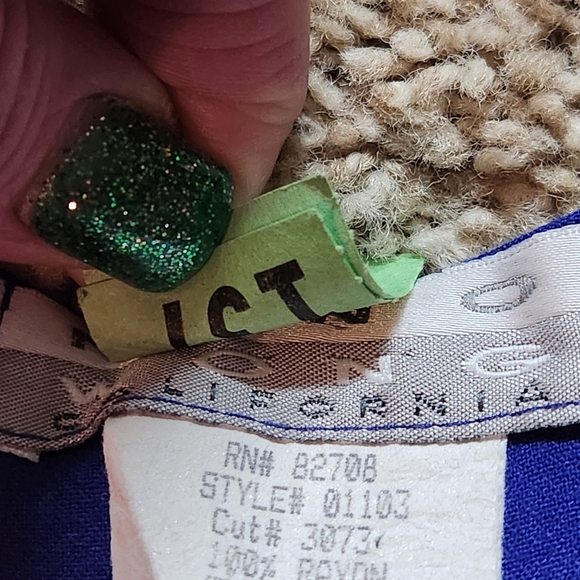 VTG Nino Wong California Top Size S Color Royal Blue Made in USA - Picture 8 of 9